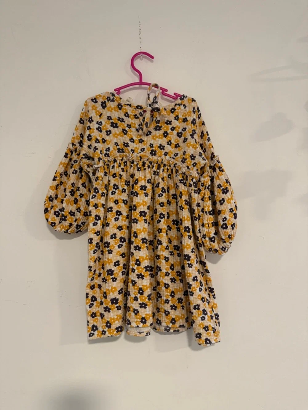 Alice + Ames 3T Girls Yellow Floral cotton Dress | boho toddler dress - Picture 5 of 7